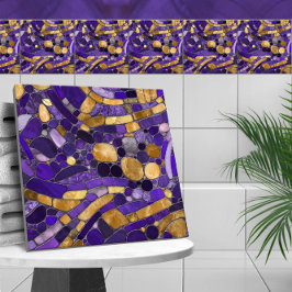 Azulejo Pebbles Mosaic Art -Amethyy Gold