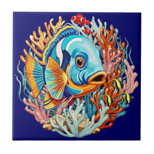 Azulejo Peces Tropicales Vibraciones Veraniegas Coloridas