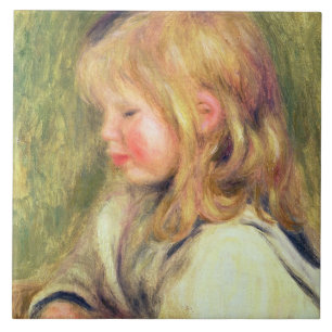 Azulejo Pedro un niño de Renoir el   en una lectura blanc