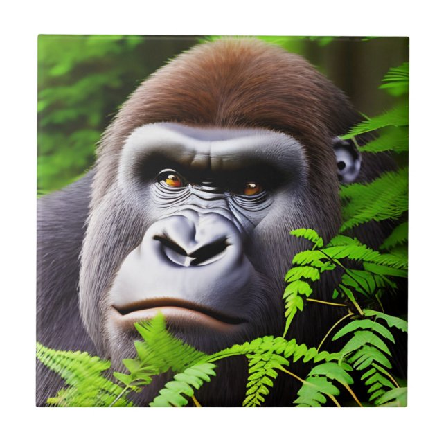 Azulejo Peekaboo Gorilla, mosaico cerámico (Frente)