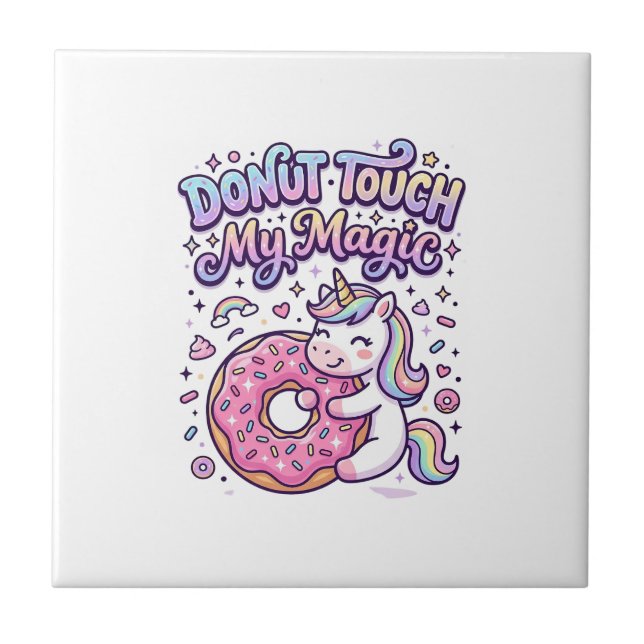 Azulejo Pegatina de idea de regalo mágico de donut de unic (Frente)