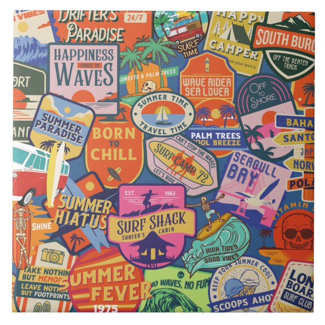 Azulejo Pegatinas de surf (Frente)