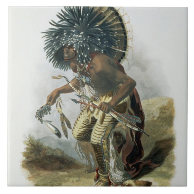 Azulejo Pehriska-Ruhpa, guerrero de Minatarre en el traje (Frente)