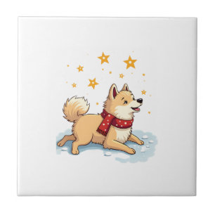 Azulejo Pelea de bolas de nieve de Akita