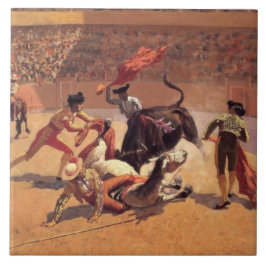 Azulejo Peleas de toros en México (por Frederic Remington)