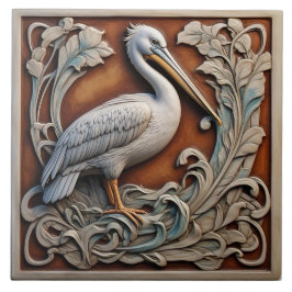 Azulejo Pelican - mosaico cerámico Art Nouveau