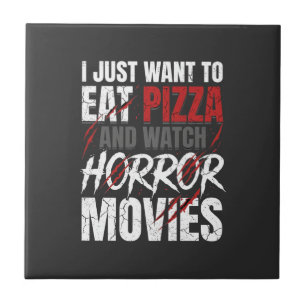 Azulejo Películas de terror de pizza Diseño de Halloween_1