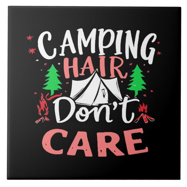 Azulejo Pelo de Camping No Me Importa Divertido (Frente)