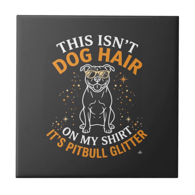 Azulejo Pelo de Perro Pitbull Brillo Usando Gafas de Sol E (Frente)