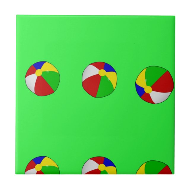 Azulejo Pelota de playa multicolora en verde (Frente)