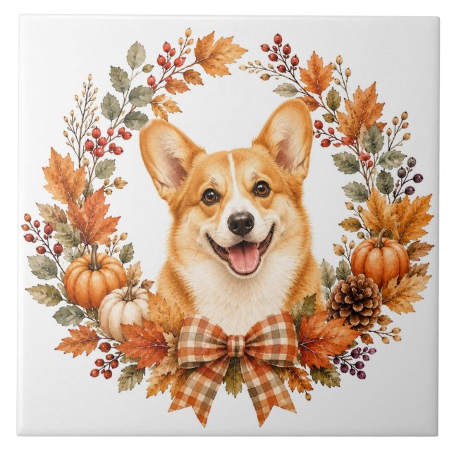 Azulejo Pembroke Welsh Corgi Otoño (Frente)