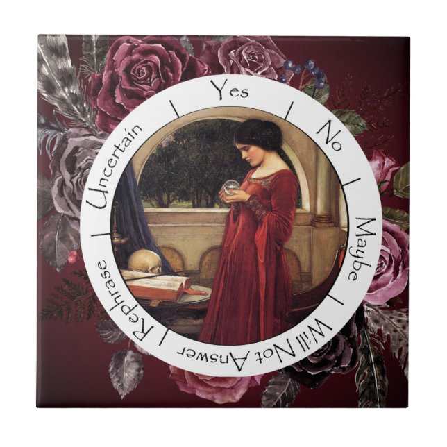 Azulejo Péndulo de flores rojas y negras degradadas (Frente)