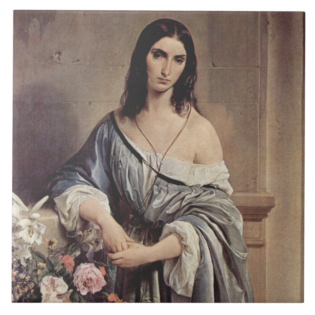 Azulejo Pensamientos melancólicos (por Francesco Hayez) (Frente)