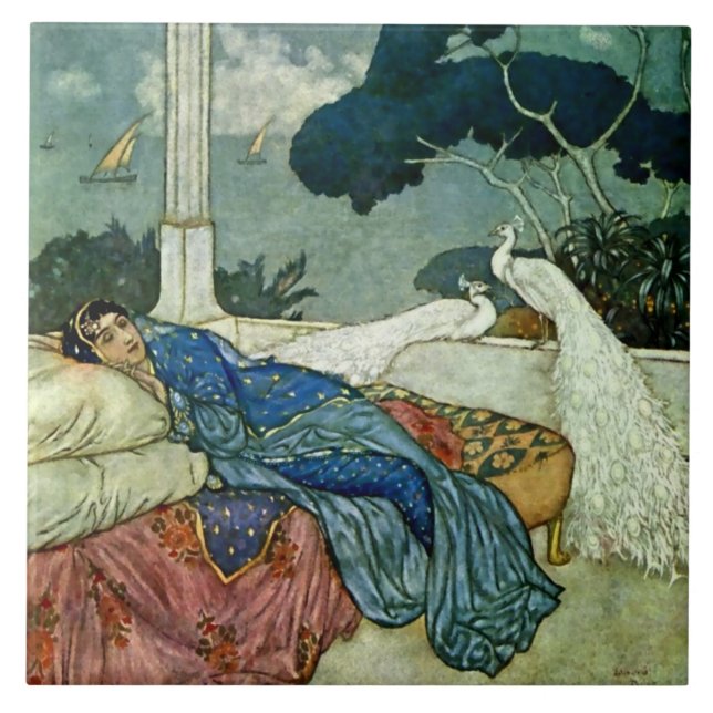 Azulejo "Pensando en Lady Yang" por Edmund Dulac (Frente)