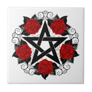 Azulejo Pentagram con rosas rojas