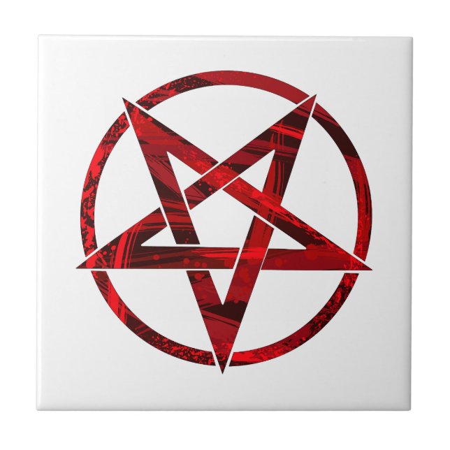Azulejo Pentagram del diablo Rojo (Frente)