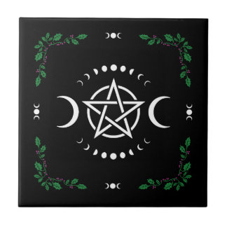 Azulejo Pentagram pentacle triple luna mosaico de la diosa