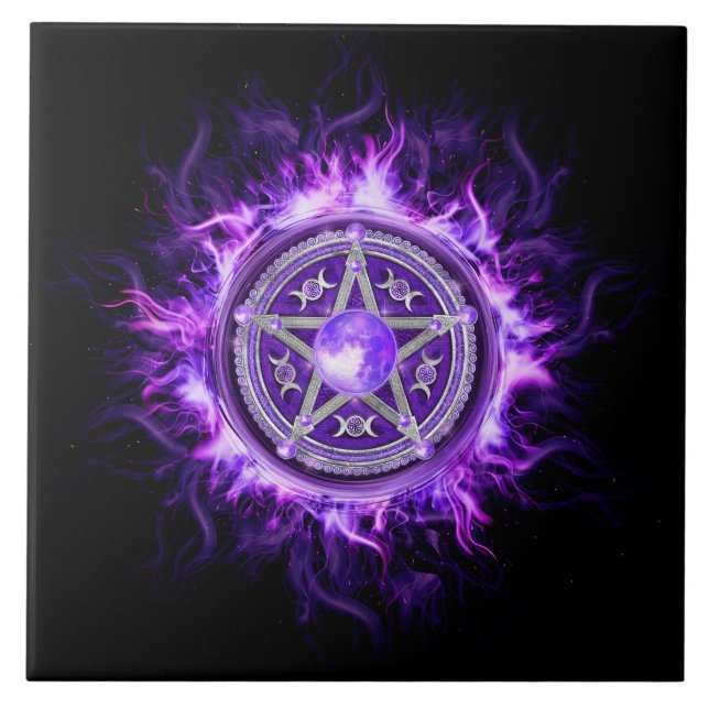 Azulejo Pentagrama morado lunar (Frente)