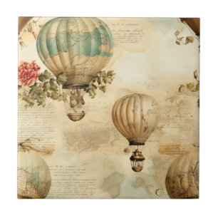 Azulejo Peonía de globo antiguo botánico viaje