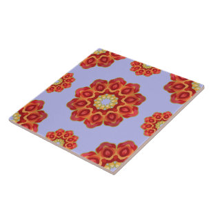 Azulejo Peonía Geo Roja sobre Azul