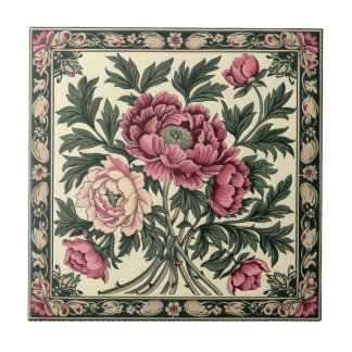 Azulejo Peonía Vintage Rosa y Verde Salvia de William Morr