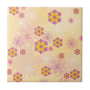 Azulejo Peonías Amarillas Purpura Jardín Floral Flores de