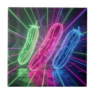 Azulejo Pepinos Neon Cyberpunk Brillantes