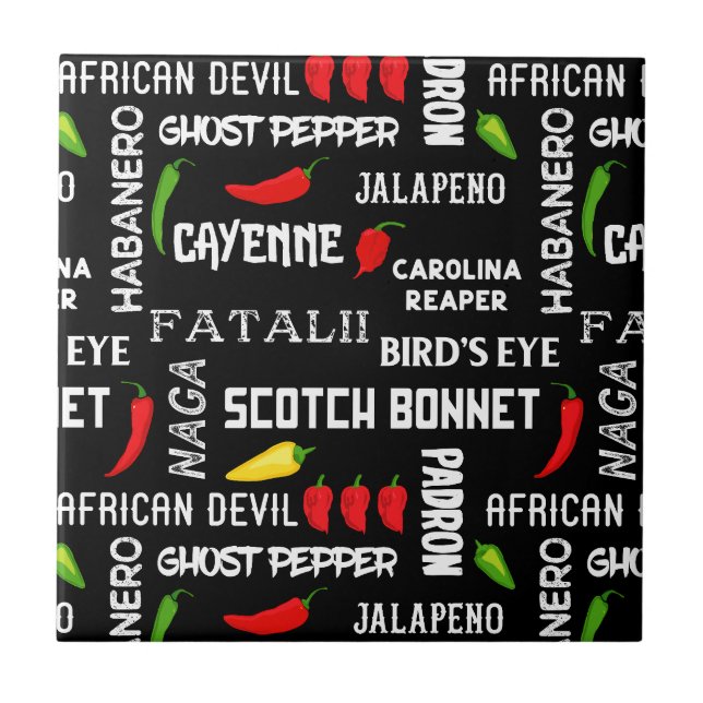 Azulejo Pepper Chili nombra comida picante (Frente)