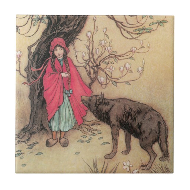 Azulejo Pequeña capucha roja vintage de Warwick Goble (Frente)