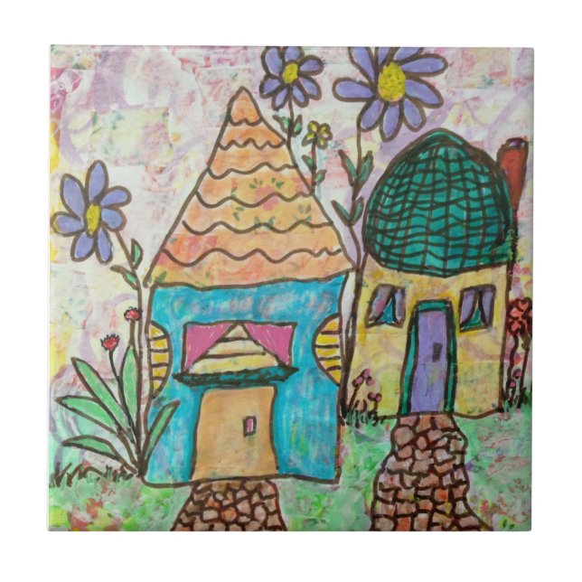 Azulejo Pequeña Casa de Flores Grandes (Frente)