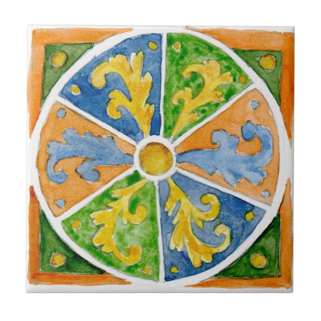 Azulejo Pequeña cerámica de estilo siciliano "San Vito" (Frente)