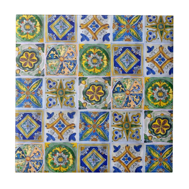 Azulejo Pequeña cerámica de estilo siciliano "Sicilian Mix (Frente)