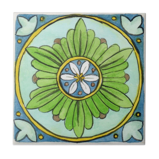 Azulejo Pequeña cerámica de inspiración sicilia "Mozia" (Frente)