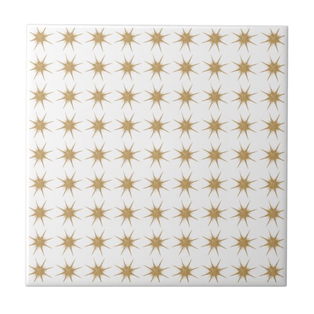 Azulejo Pequeña Estrella de Oro Tejido de cerámica (Frente)