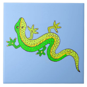 Azulejo pequeña lagartija verde