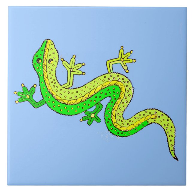Azulejo pequeña lagartija verde (Frente)