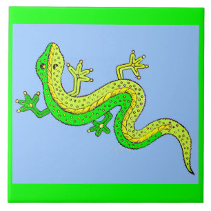 Azulejo pequeña lagartija verde