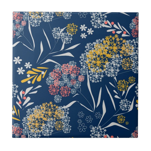 Azulejo Pequeñas flores sin solera adorables patrón floral (Frente)