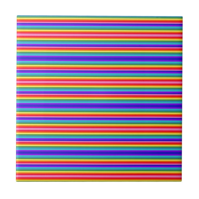 Azulejo Pequeñas franjas de colores arcoiris (Frente)