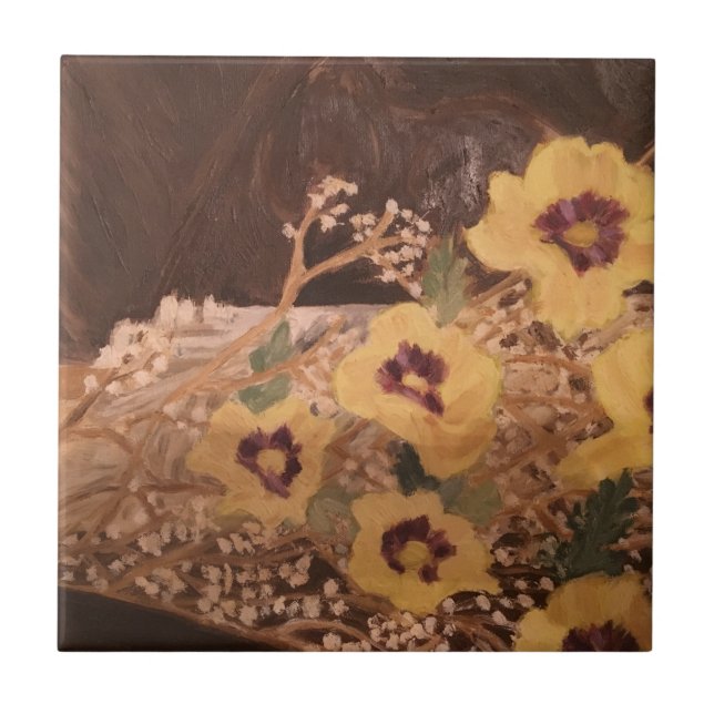 Azulejo Pequeño (4,25" x 4,25") Tejido de fotografía cerám (Frente)