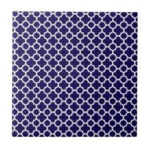Azulejo Pequeño azul de cobalto del modelo de Quatrefoil