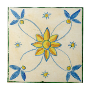 Azulejo pequeño de cerámica estilo siciliano “Rosa