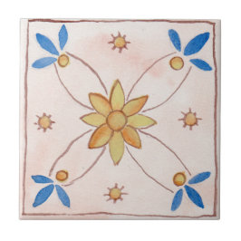 Azulejo pequeño de cerámica estilo siciliano “Rosa