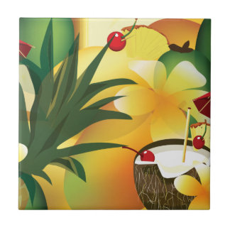 Azulejo Pequeño mosaico del Hawaii Luau Tropical Tiki Bar