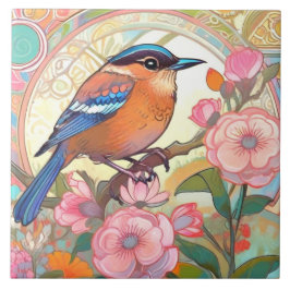 Azulejo Pequeño pájaro pequeño Art Nouveau Deco Inspo Flor