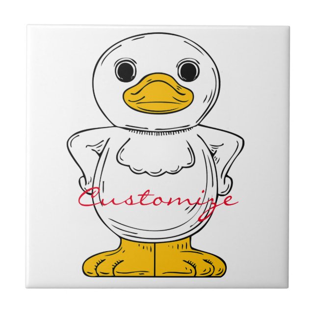 Azulejo Pequeño pato blanco en pie de trueno (Frente)