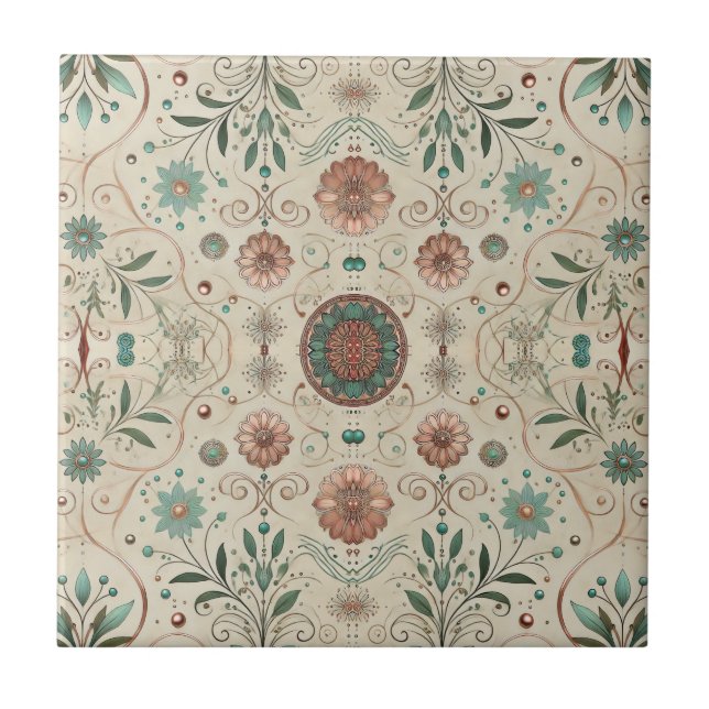 Azulejo Pequeño patrón de hierbas Boho (Frente)