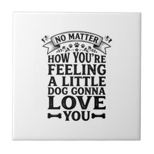 Azulejo Pequeño perro te ama diseño tipográfico vintage_1