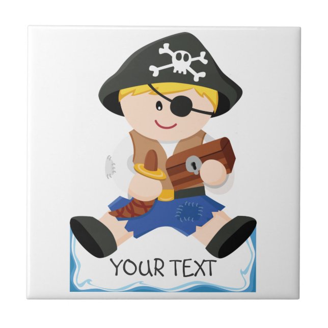 Azulejo Pequeño pirata lindo (Frente)
