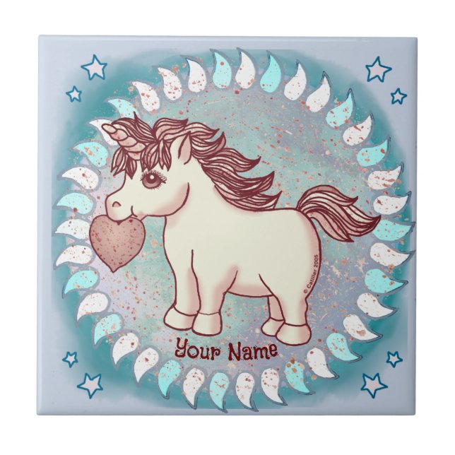 Azulejo Pequeño Unicornio de Amor (Frente)